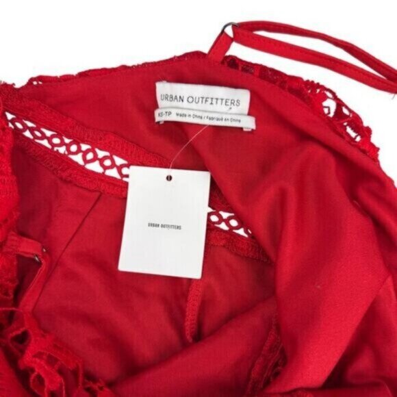 UO Lace High-Neck Red Mini Dress Size XS - Picture 4 of 7
